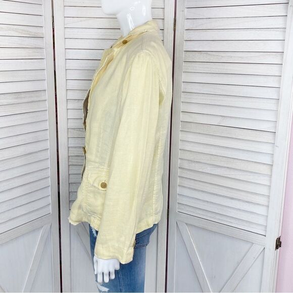J. Crew Academy Washed Linen Blazer Jacket Yellow Medium - Picture 2 of 13